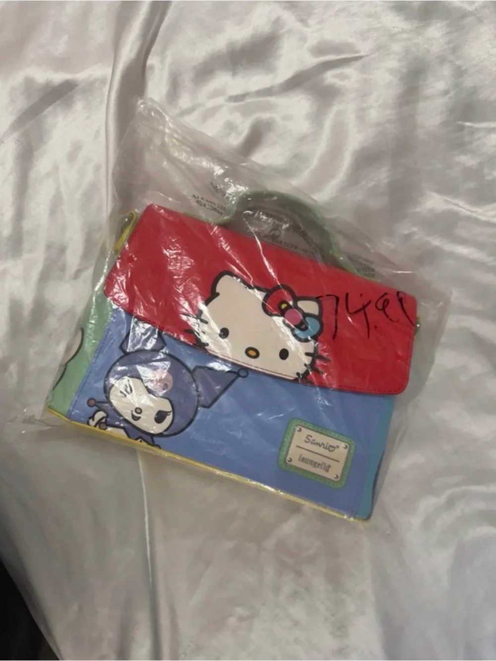 Sanrio Hello Kitty Colorblock Satchel in Red, Blue, Green